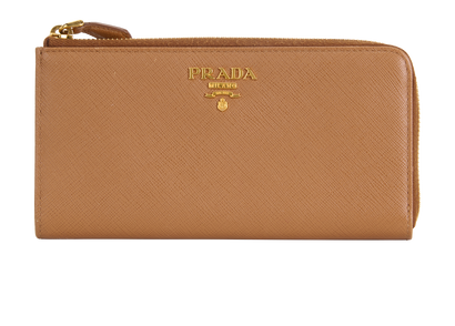 Prada Continental Zipped Wallet, &pound;350, Accessories, Tan, Leather, Front view